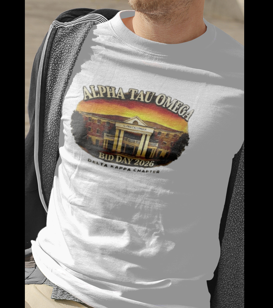 Alpha Tau Omega Fraternity Bid Day 2026 Delta Kappa Chapter House Sunset Sky T-Shirt