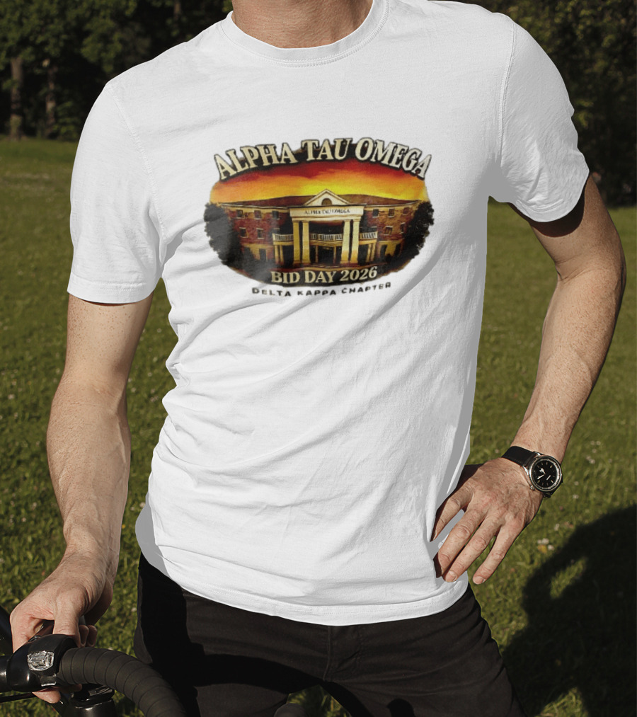 Alpha Tau Omega Fraternity Bid Day 2026 Delta Kappa Chapter House Sunset Sky T-Shirt
