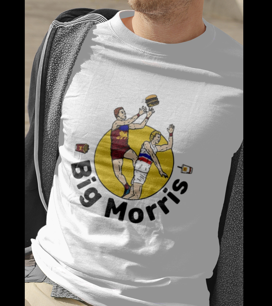 Big Morris Brisbane Lions AFL Australian Rules Football Player Burger Jump T-Shirt