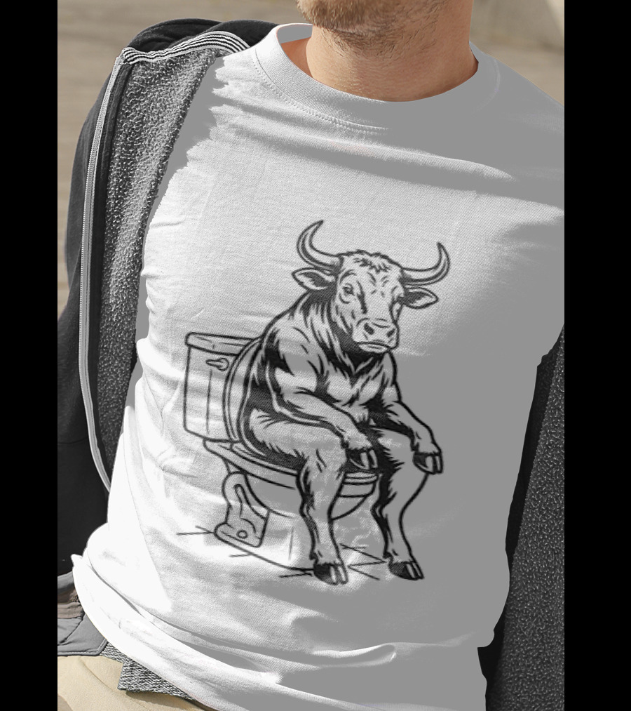 Bull Sitting On Toilet Bullshit Humorous T-Shirt