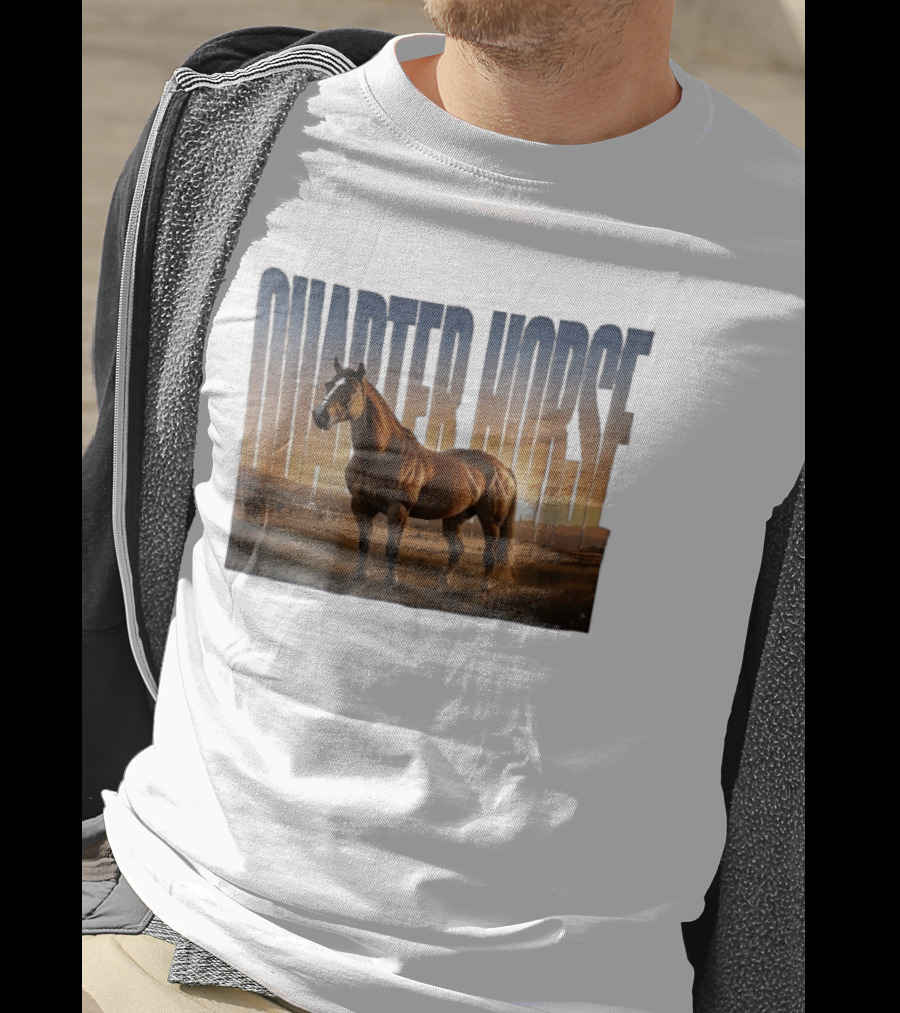 Quarter Horse Muscular Brown Stallion Sunset Landscape T-Shirt