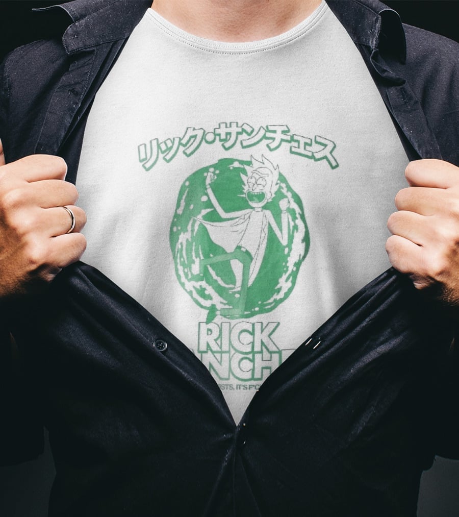 Rick Sanchez Jumping Green Portal Here I Go Rickity Rickity Wrecked Son T-Shirt