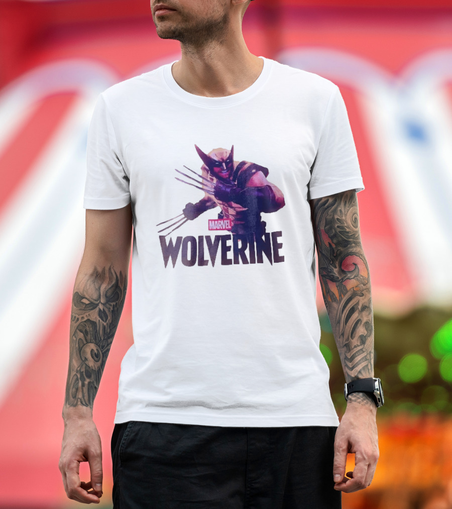 Marvel Wolverine Masked Superhero Claws Extended Purple Glow T-Shirt