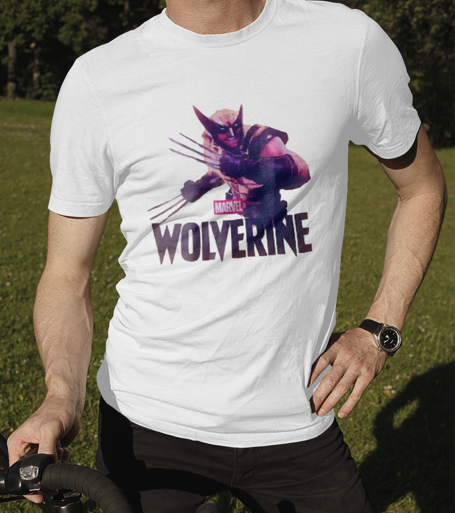 Marvel Wolverine Masked Superhero Claws Extended Purple Glow T-Shirt