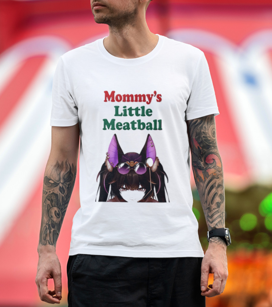 Mommy's Little Meatball Bat Vtuber Black Wings Purple Ears Playful T-Shirt