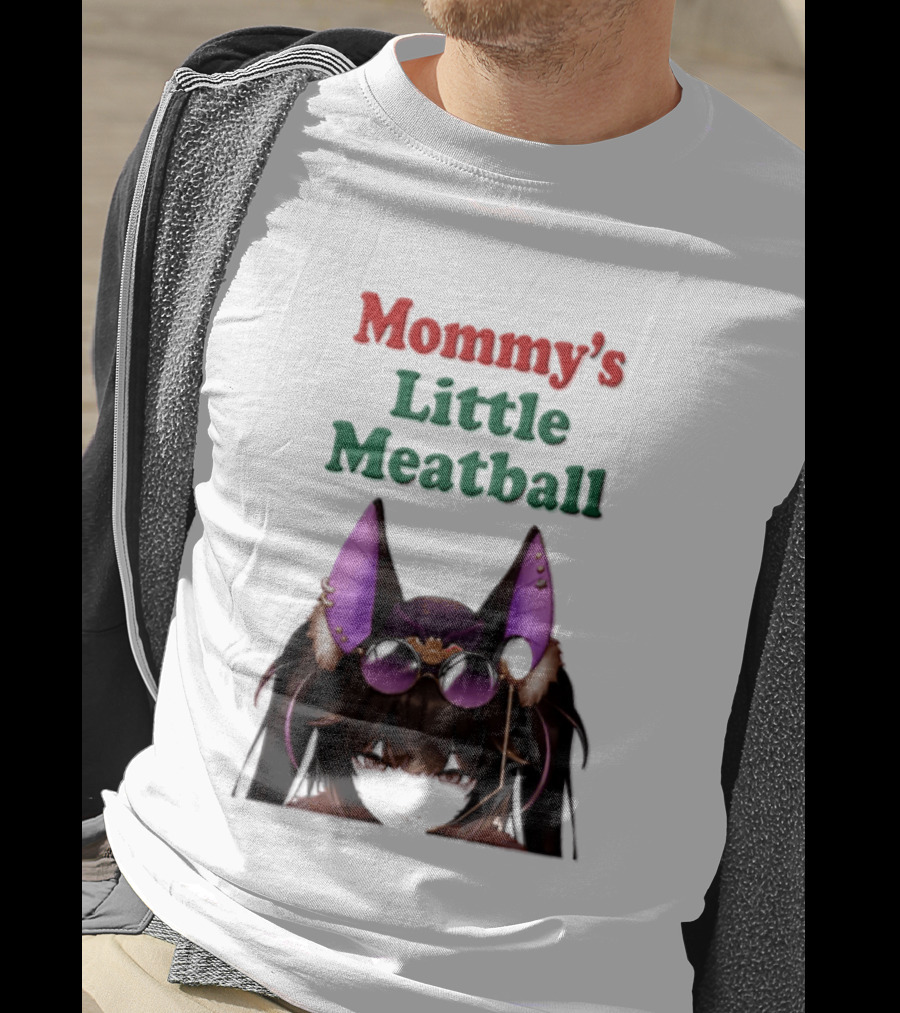 Mommy's Little Meatball Bat Vtuber Black Wings Purple Ears Playful T-Shirt