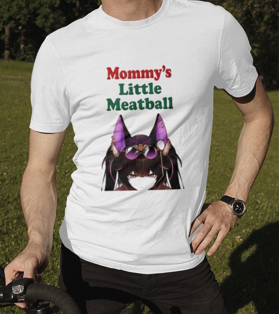 Mommy's Little Meatball Bat Vtuber Black Wings Purple Ears Playful T-Shirt