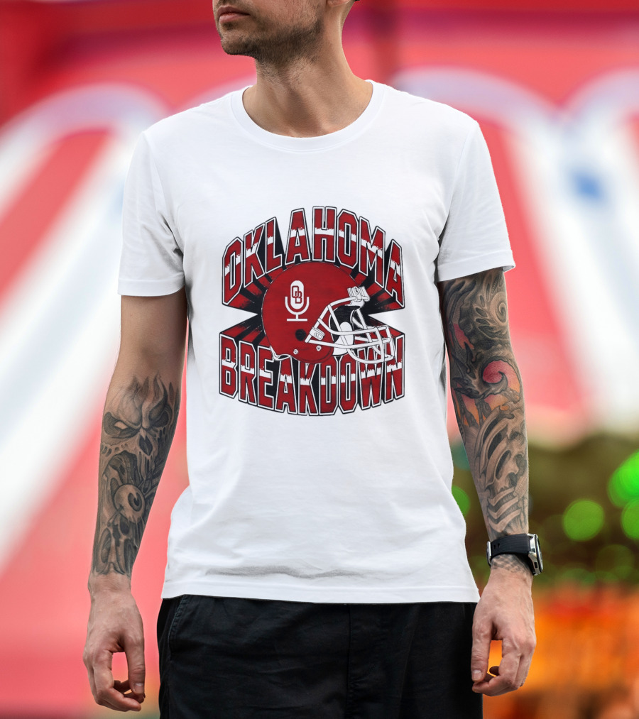 Oklahoma Breakdown Football Helmet OB Podcast T-Shirt