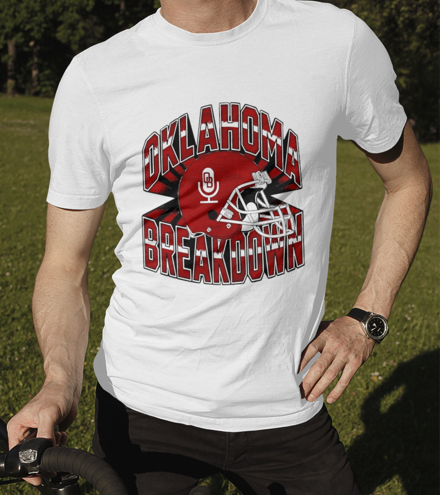 Oklahoma Breakdown Football Helmet OB Podcast T-Shirt