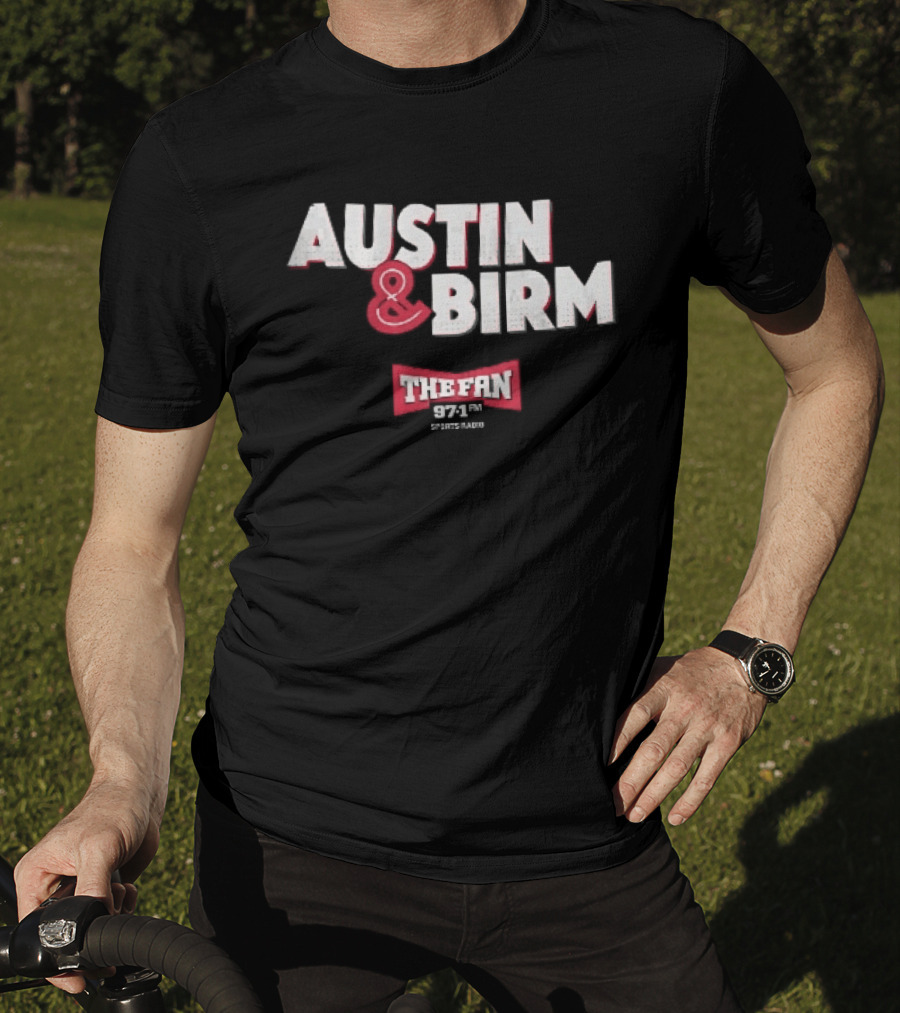 Austin Birm The Fan 97.1 Sports Radio Red Bowtie Block T-Shirt