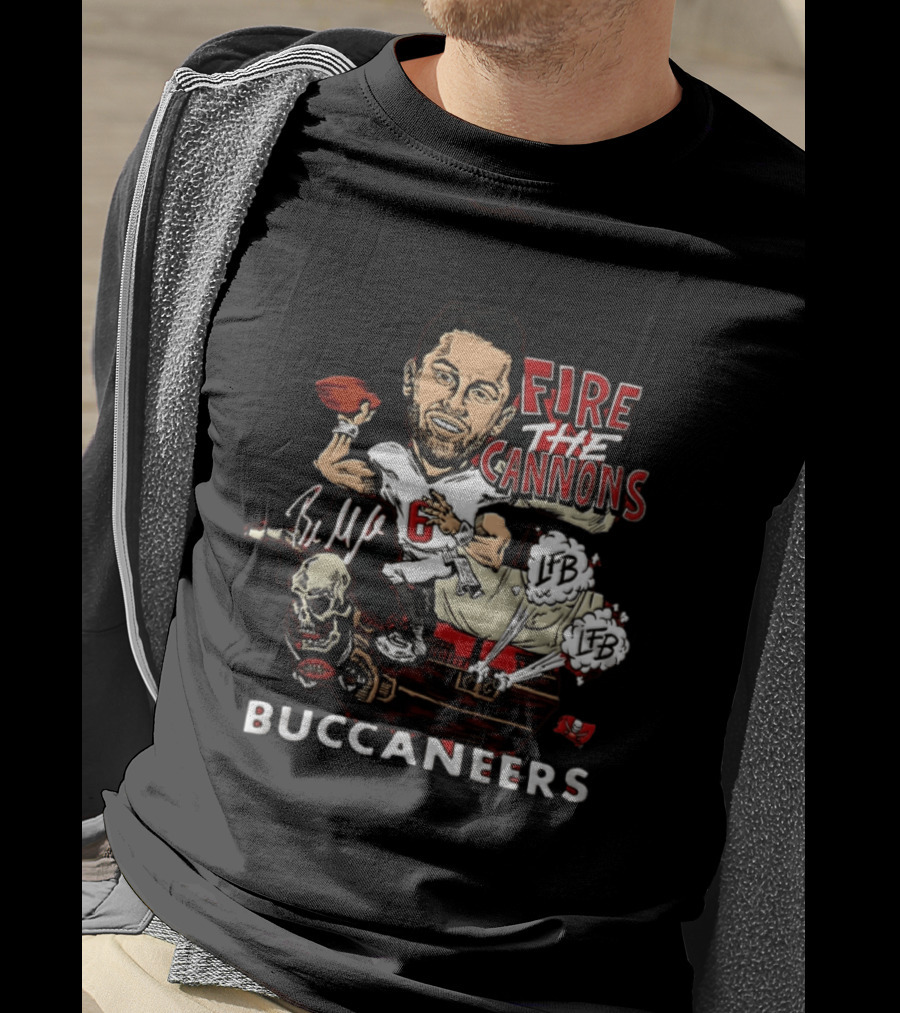 Baker Mayfield Tampa Bay Buccaneers Fire The Cannons LFB Skull Football Caricature T-Shirt