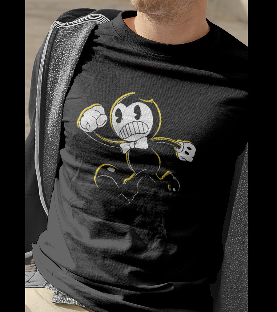 Bendy And The Ink Machine Iconic Cartoon Running With Bowtie T-Shirt