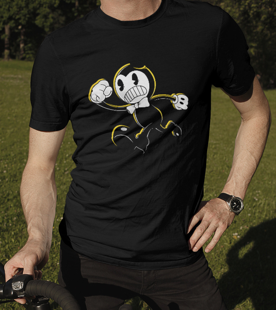 Bendy And The Ink Machine Iconic Cartoon Running With Bowtie T-Shirt