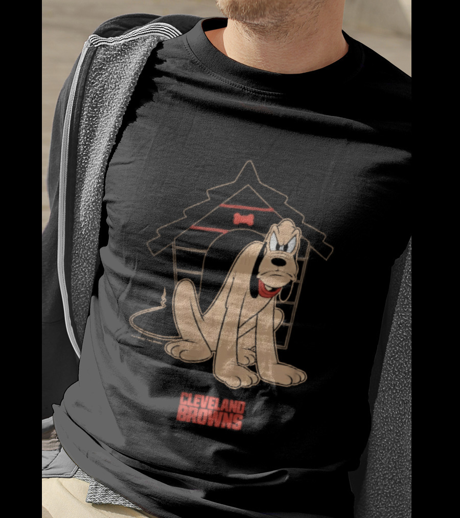 Cleveland Browns Angry Pluto Disney Cartoon Dog Doghouse T-Shirt
