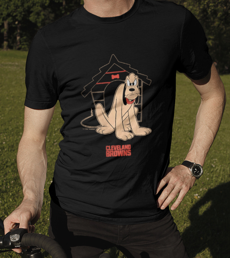 Cleveland Browns Angry Pluto Disney Cartoon Dog Doghouse T-Shirt