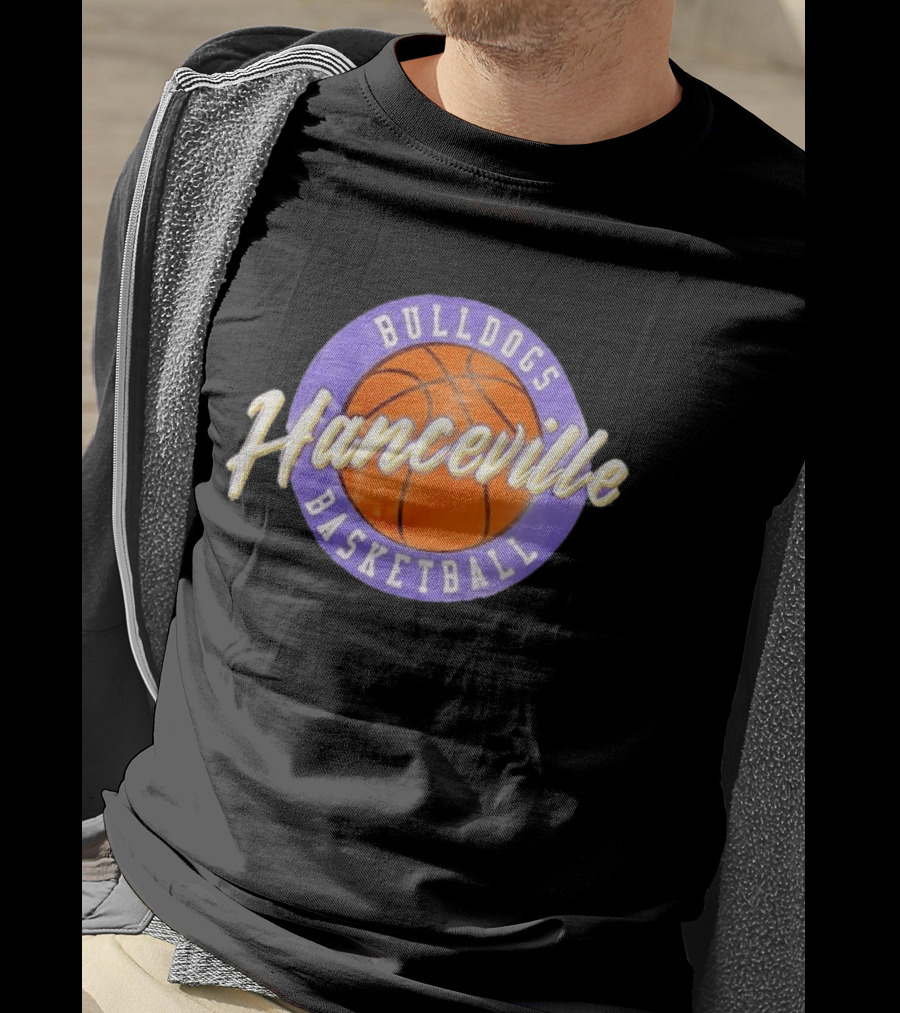 Hanceville Bulldogs Basketball Purple Circle Orange Ball T-Shirt
