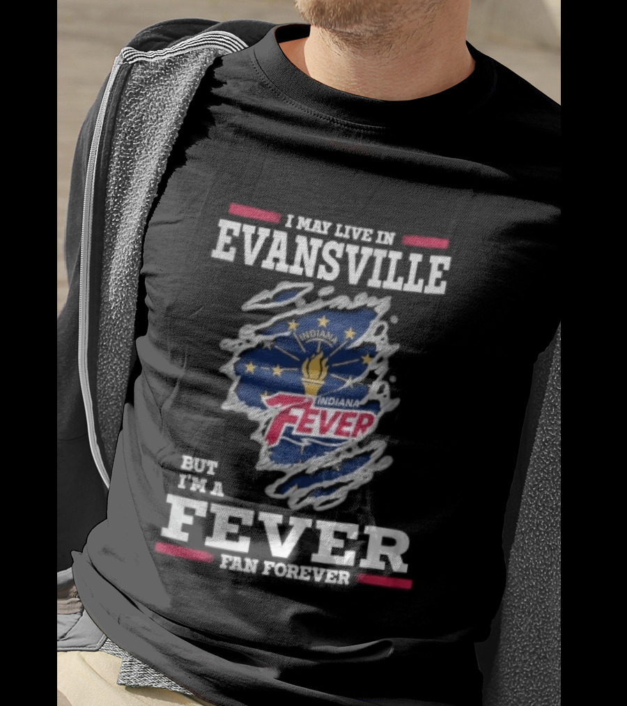 Indiana Fever WNBA Forever Ripped Fabric State Flag Evansville T-Shirt