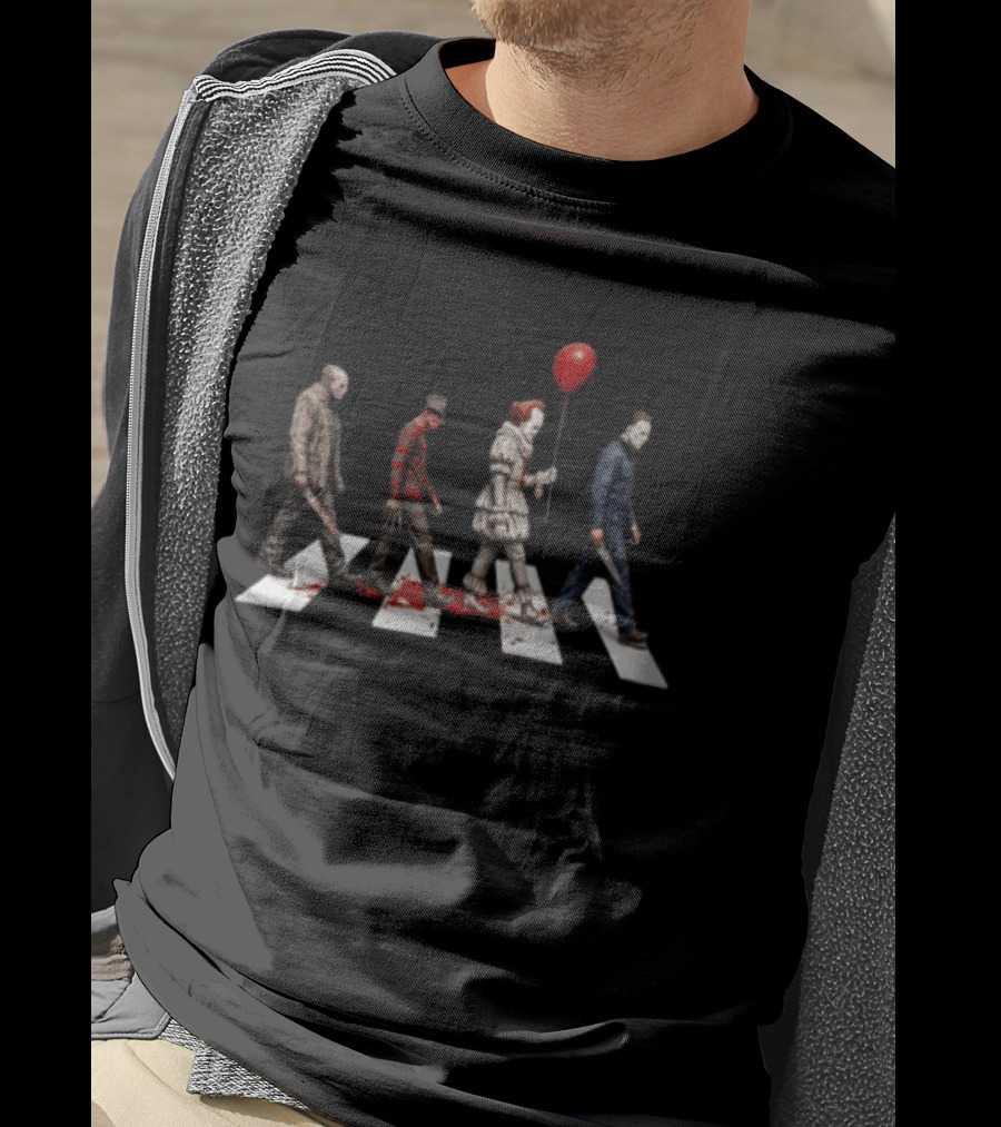 Abbey Road Horror Walk Jason Freddy Pennywise Michael Myers T-Shirt
