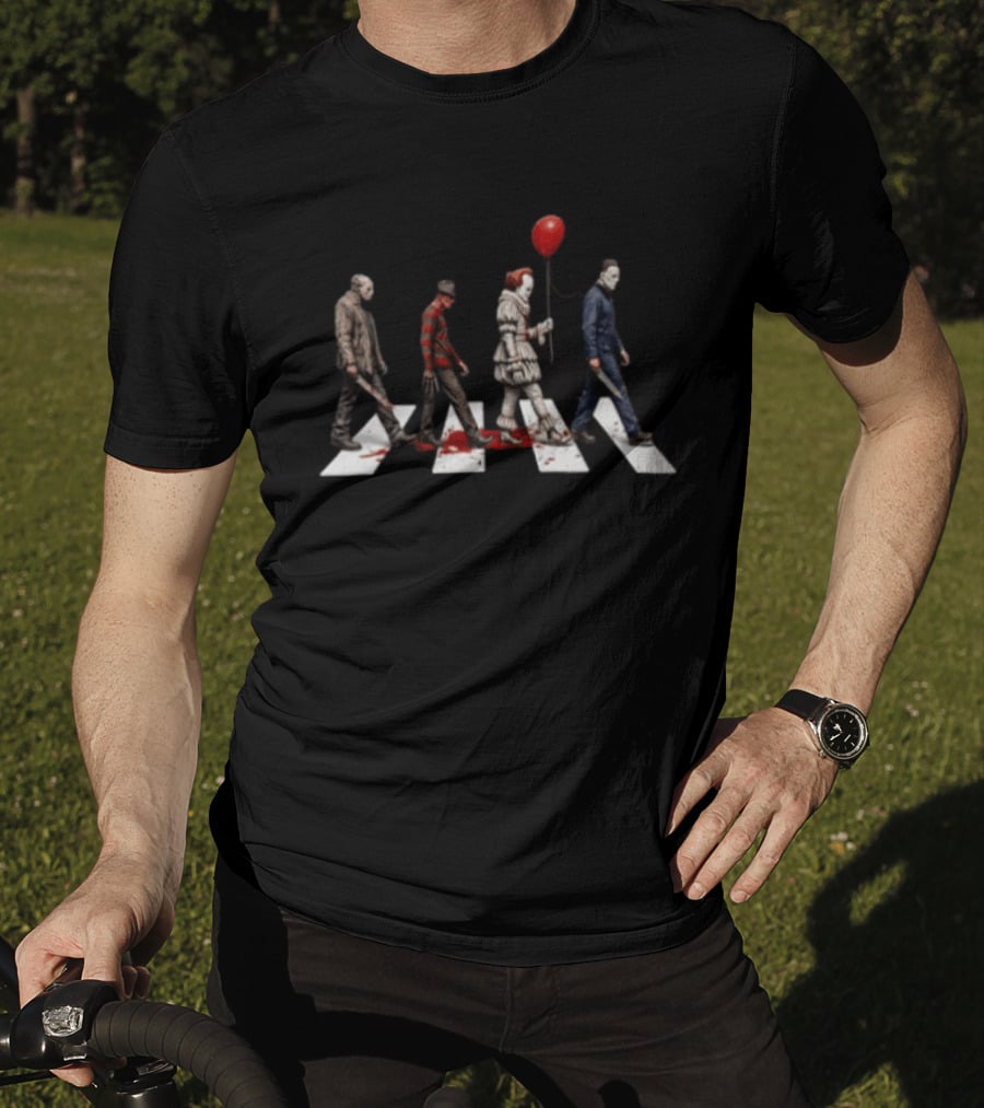 Abbey Road Horror Walk Jason Freddy Pennywise Michael Myers T-Shirt