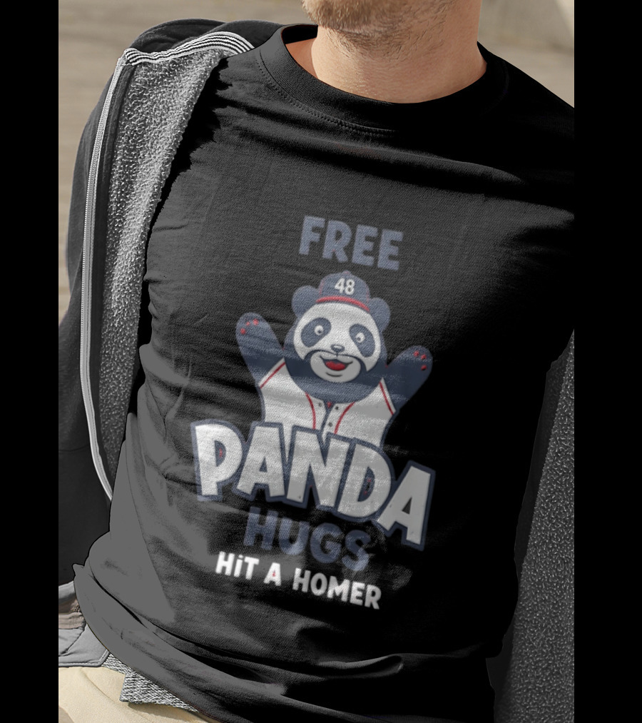 Free Panda Hugs Hit A Homer Baseball Number 48 T-Shirt