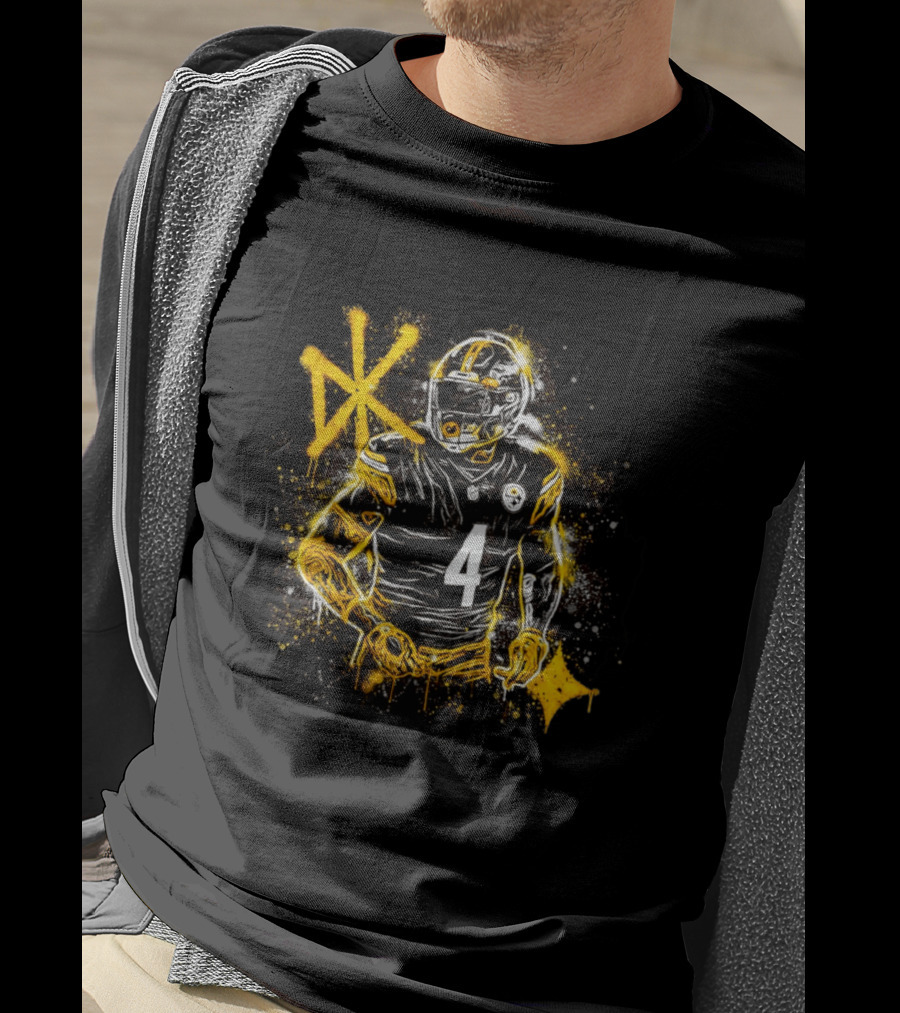Pittsburgh Steelers Number 4 Player Graffiti T-Shirt