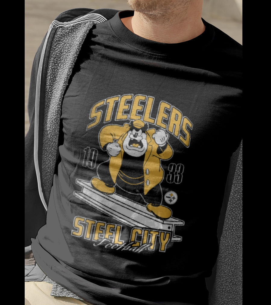 Pittsburgh Steelers 1933 Steel City Football Cartoon Beam T-Shirt