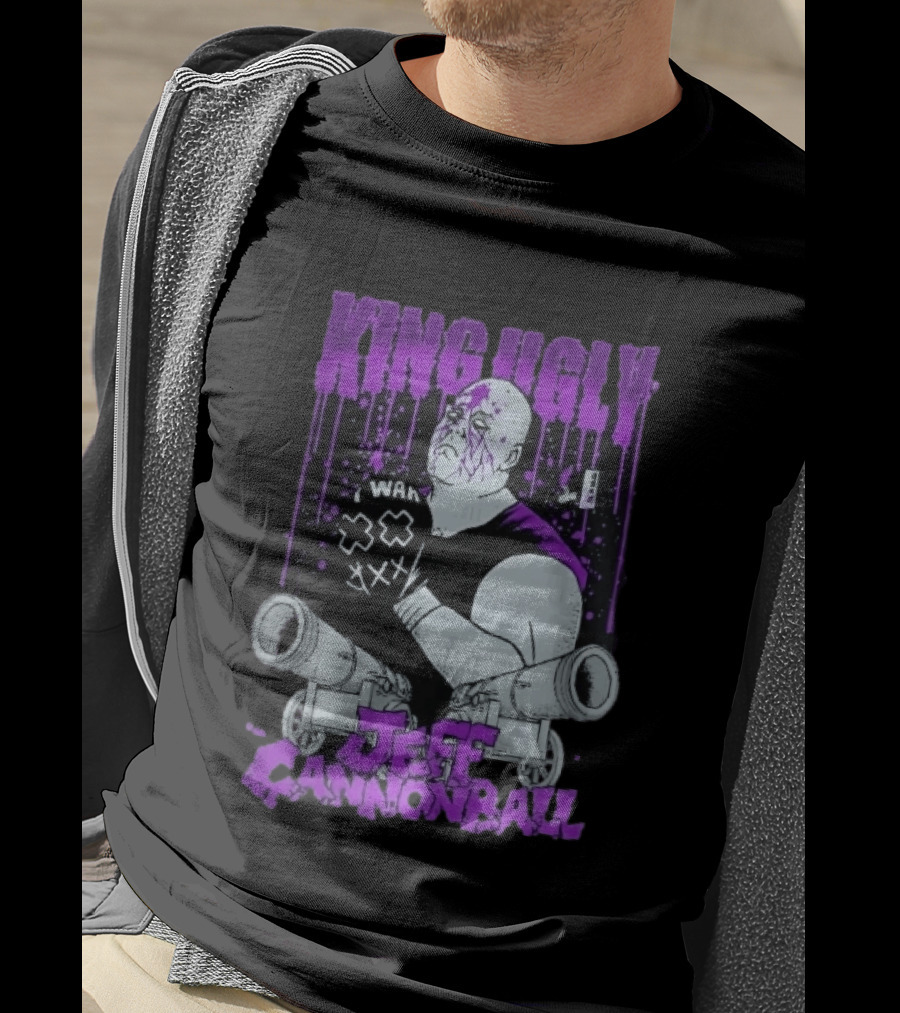 King Ugly War Jeff Cannonball Bald Wrestler Cannons Purple Dripping Paint T-Shirt