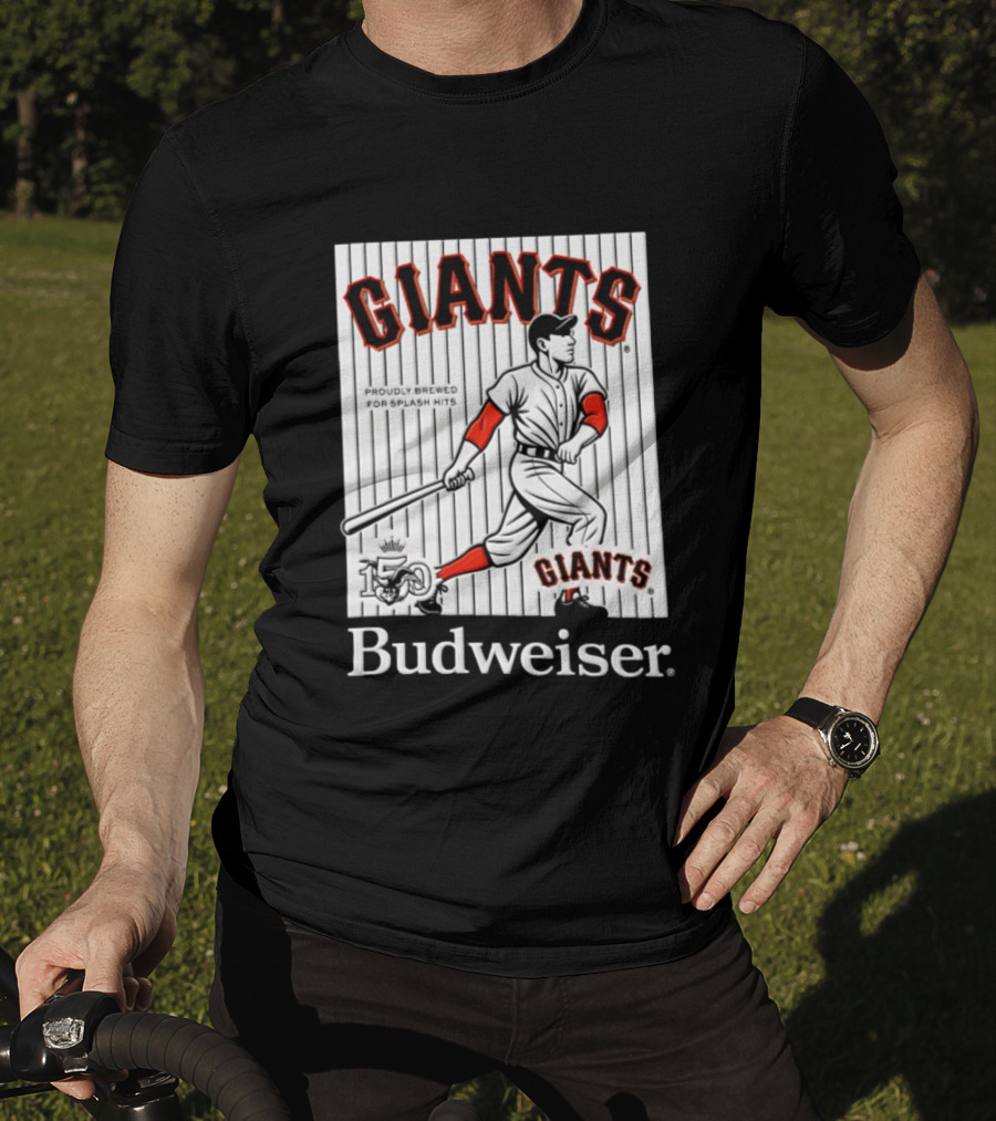San Francisco Giants 150 Years Budweiser Splash Hits Baseball T-Shirt