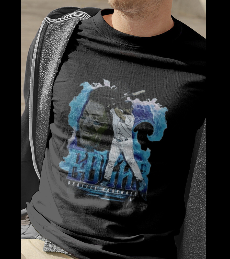 Edgar Seattle Baseball Batter Swinging Water Splash Bootleg T-Shirt