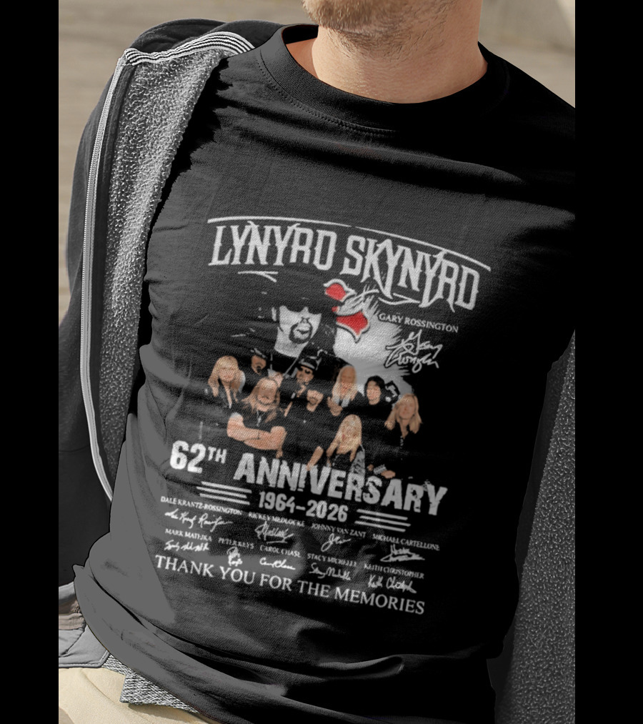 Lynyrd Skynyrd 62th Anniversary 1964 2026 Signatures Thank You For The Memories T-Shirt