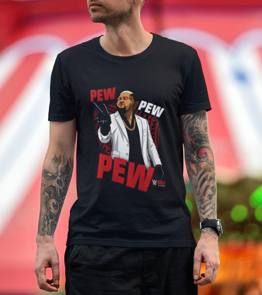 Solo Sikoa Pew Pew WWE Finger Guns White Suit Red Glasses T-Shirt