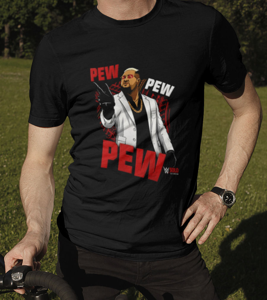 Solo Sikoa Pew Pew WWE Finger Guns White Suit Red Glasses T-Shirt