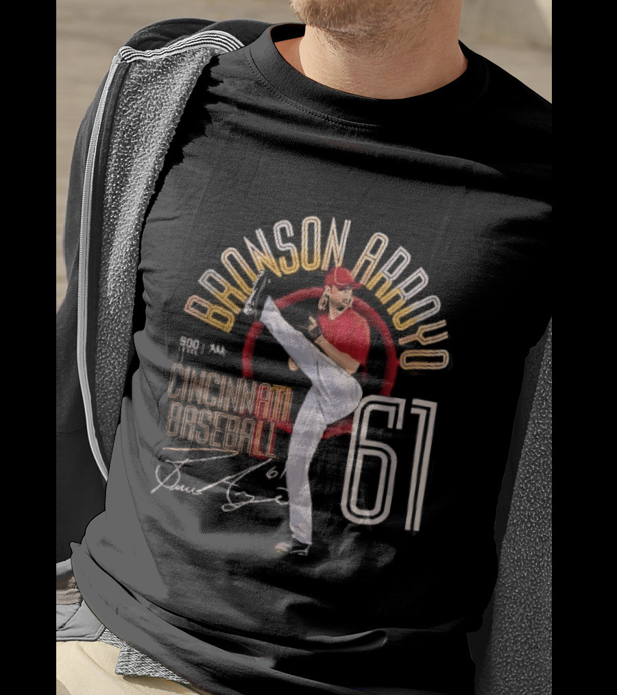 Cincinnati Baseball Bronson Arroyo 61 High Leg Kick T-Shirt