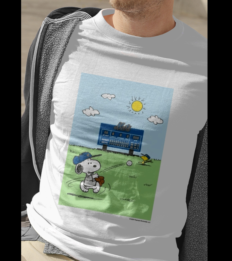 2026 Mets Snoopy Woodstock Baseball Game Scoreboard T-Shirt