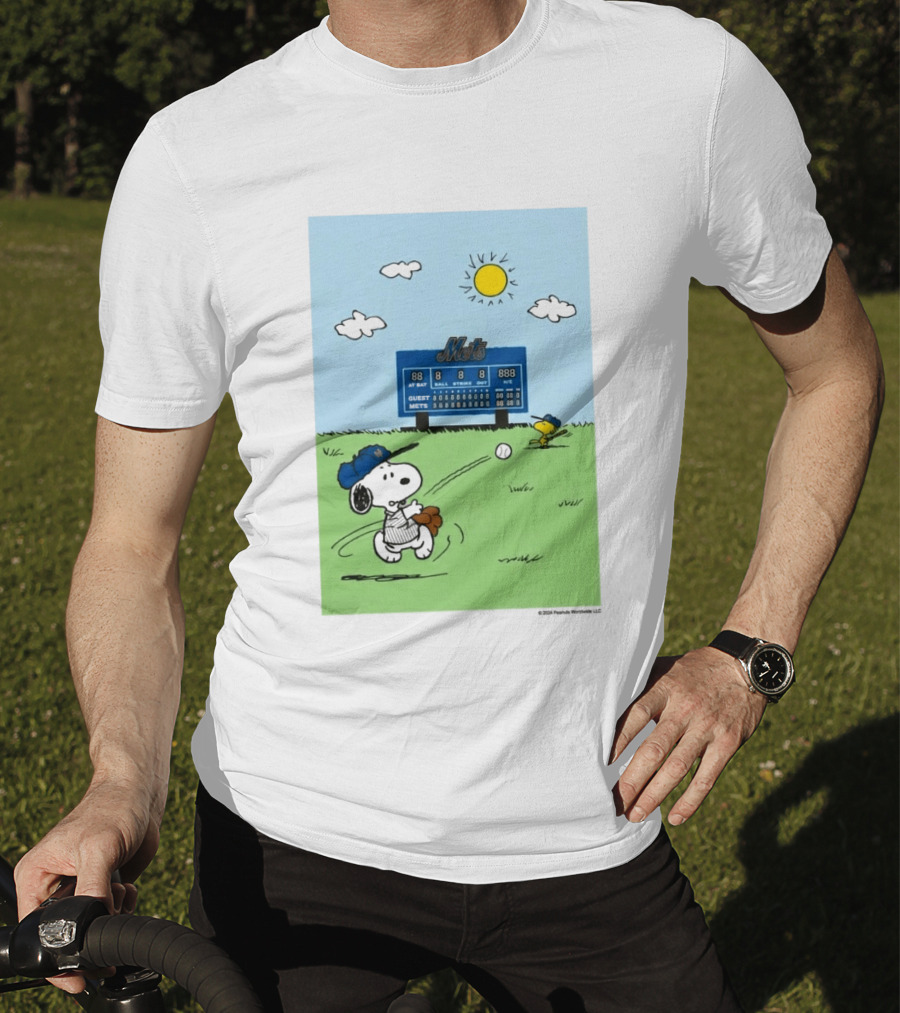 2026 Mets Snoopy Woodstock Baseball Game Scoreboard T-Shirt