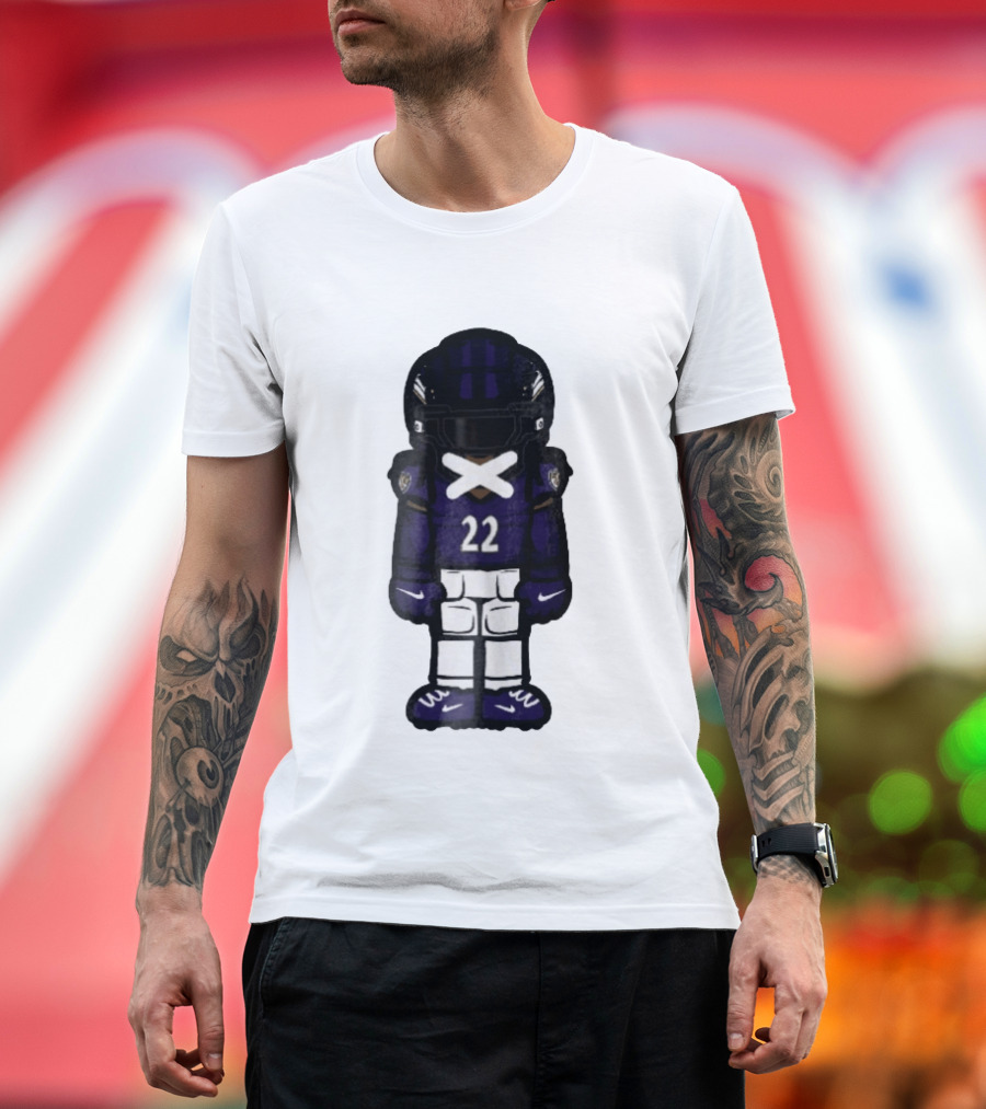 Baltimore Ravens Number 22 Cartoon Character Purple Uniform Football Player T-Shirt