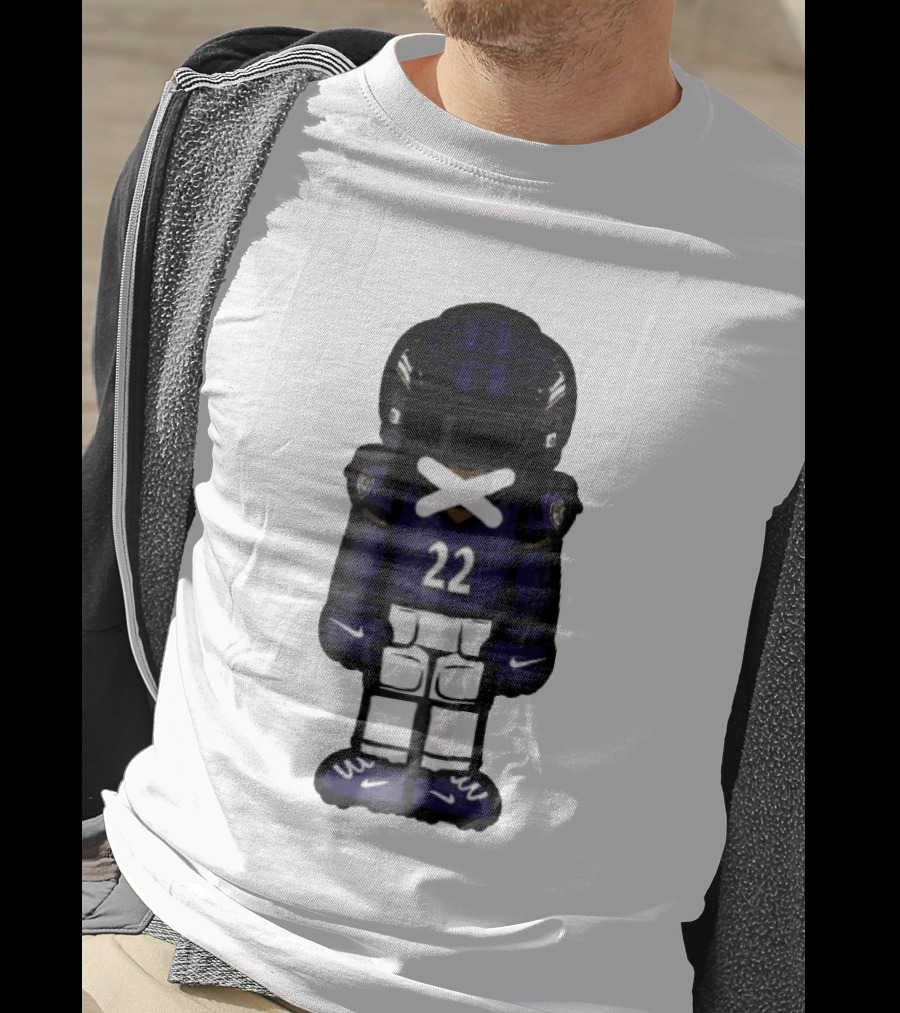 Baltimore Ravens Number 22 Cartoon Character Purple Uniform Football Player T-Shirt