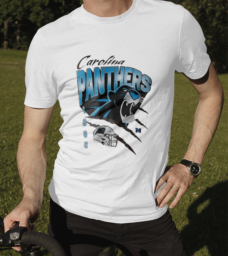 Carolina Panthers 1995 Roaring Head Claw Marks Football Helmet T-Shirt