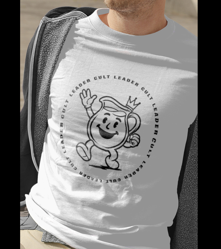 Cult Leader Cartoon Pitcher Waving Crown T-Shirt