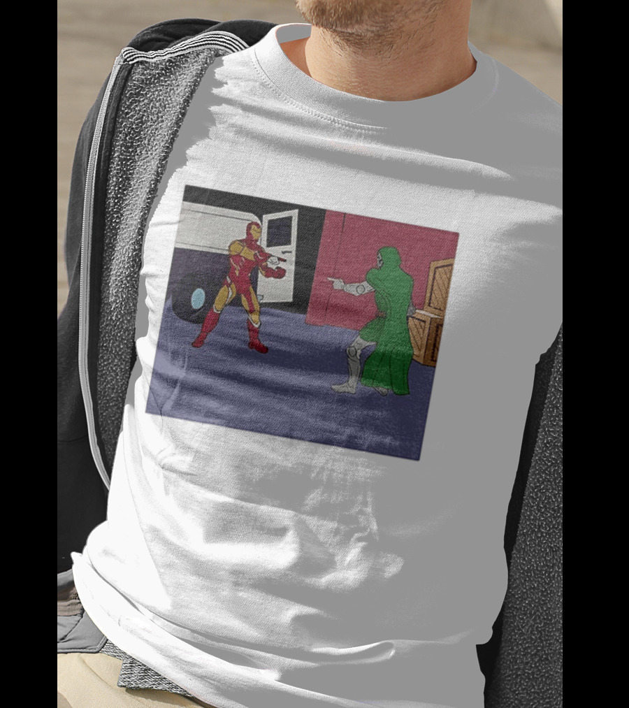 Doctor Doom Vs Ironman Pointing Meme Standoff T-Shirt