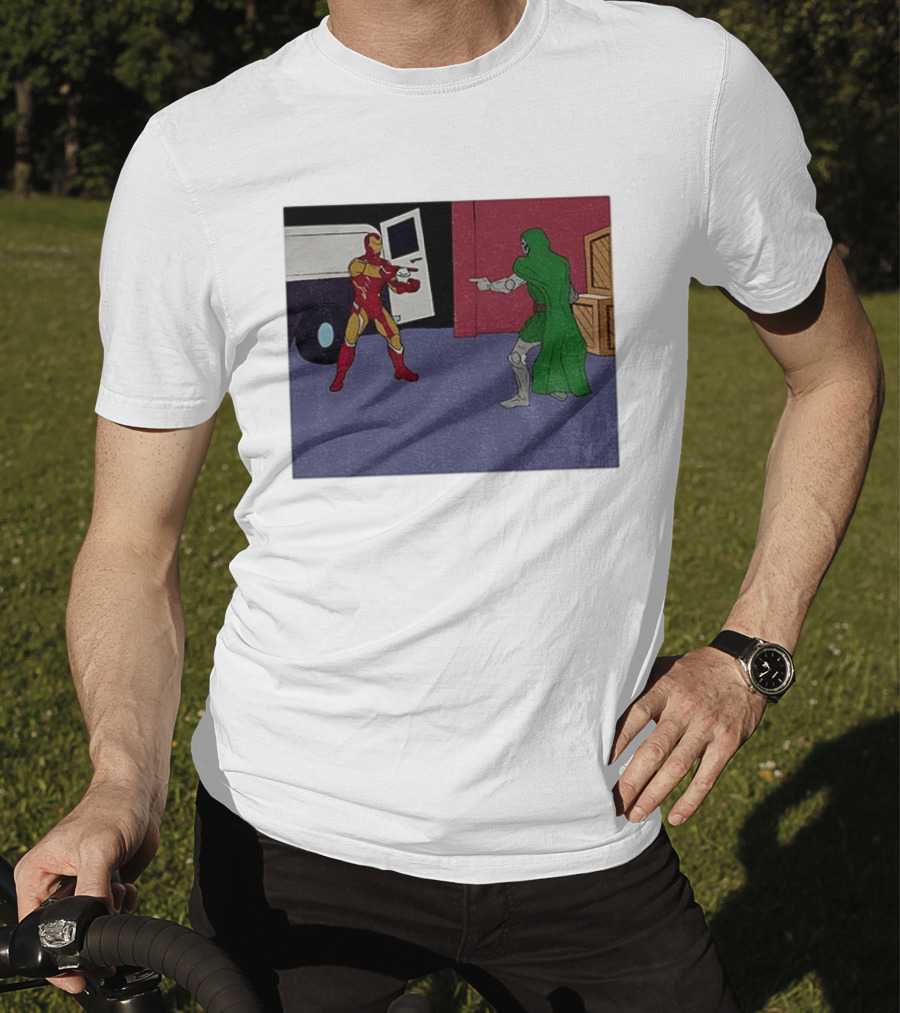 Doctor Doom Vs Ironman Pointing Meme Standoff T-Shirt