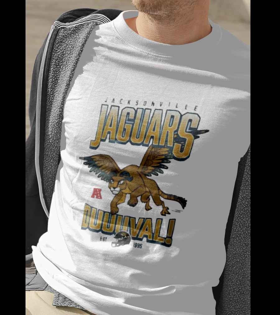 Jacksonville Jaguars Duuuval Winged Creature Est 1995 Football Helmet Cartoon T-Shirt