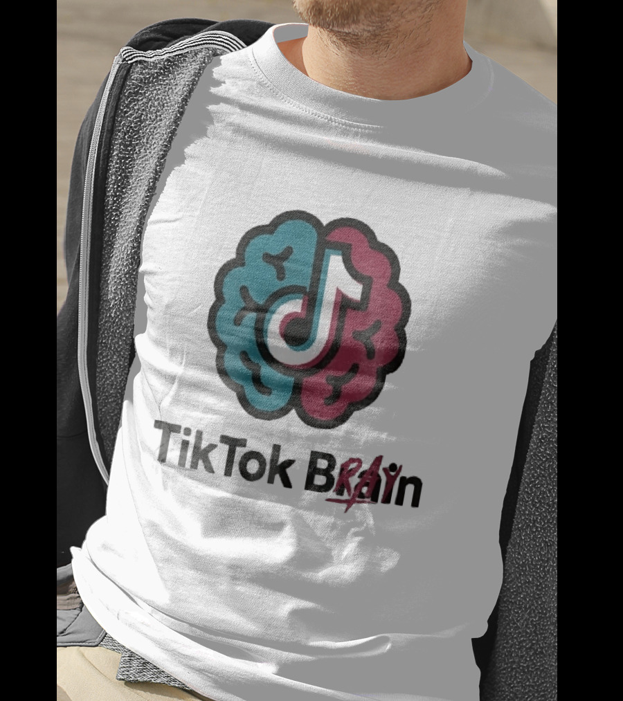 TikTok Brain Rot Teal Pink Hemispheres Music Note T-Shirt