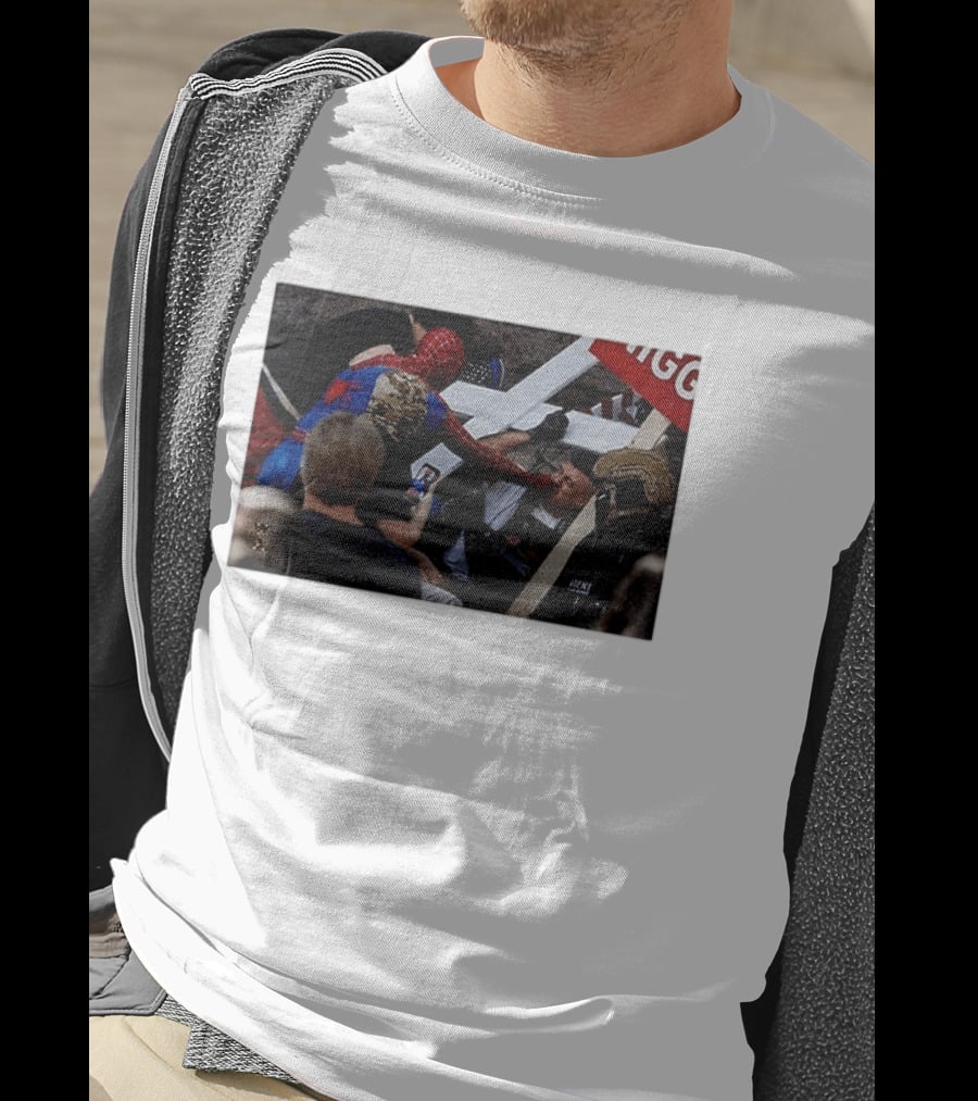 Unmasked Conflict Spider Man Vs Jake Lang Rally Minneapolis Protest T-Shirt