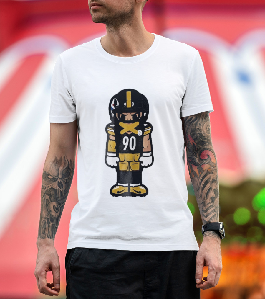 Pittsburgh Steelers 90 Cartoon Football Player Yellow Tape Mouth Iconic Team T-Shirt