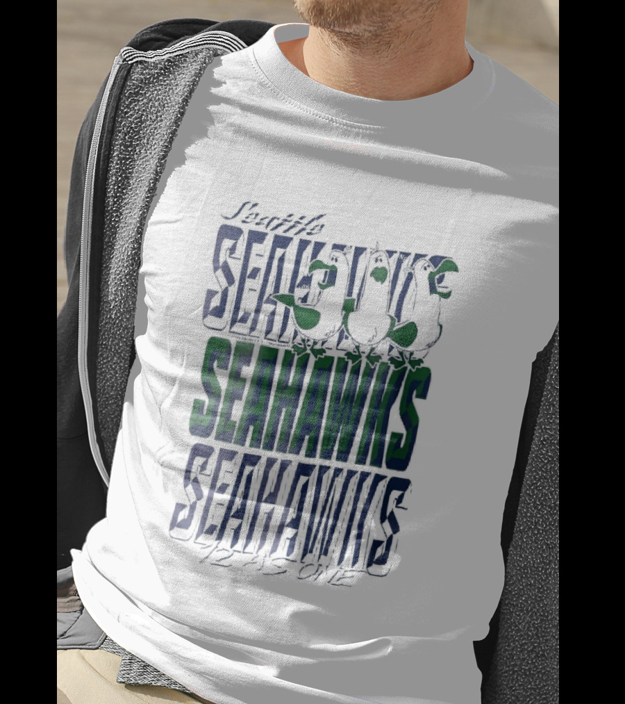 Lynch Seattle Seahawks 12 As One Three Seagulls Caricature 3D Lettering T-Shirt