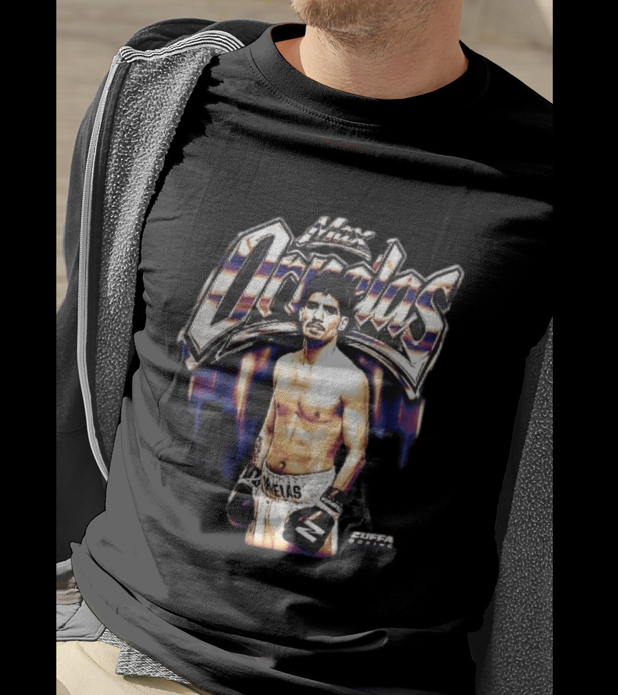 Max Ornelas Boxer Stance Metallic Chrome Lettering Flames Zuffa Boxing Bootleg T-Shirt