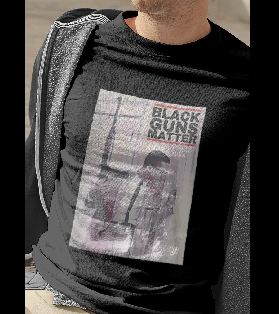Black Guns Matter Malcolm X Holding Rifle Sketch T-Shirt
