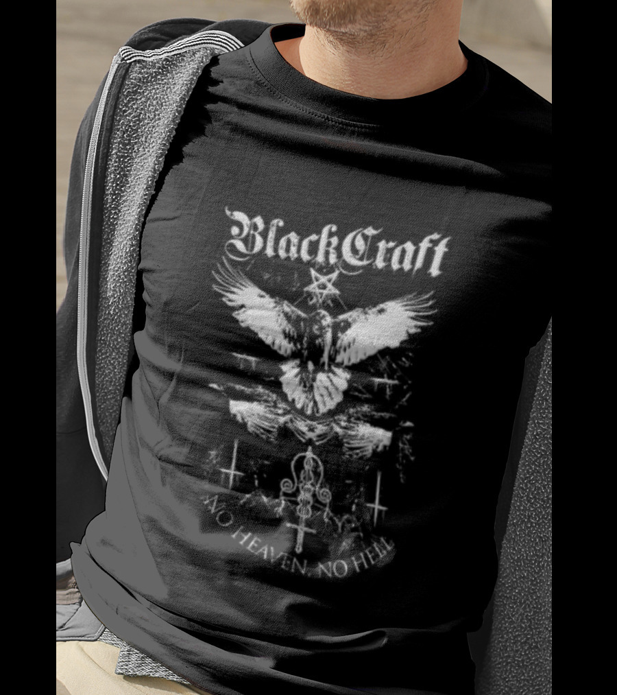 Blackcraft No Heaven No Hell Raven Symbol Gothic T-Shirt