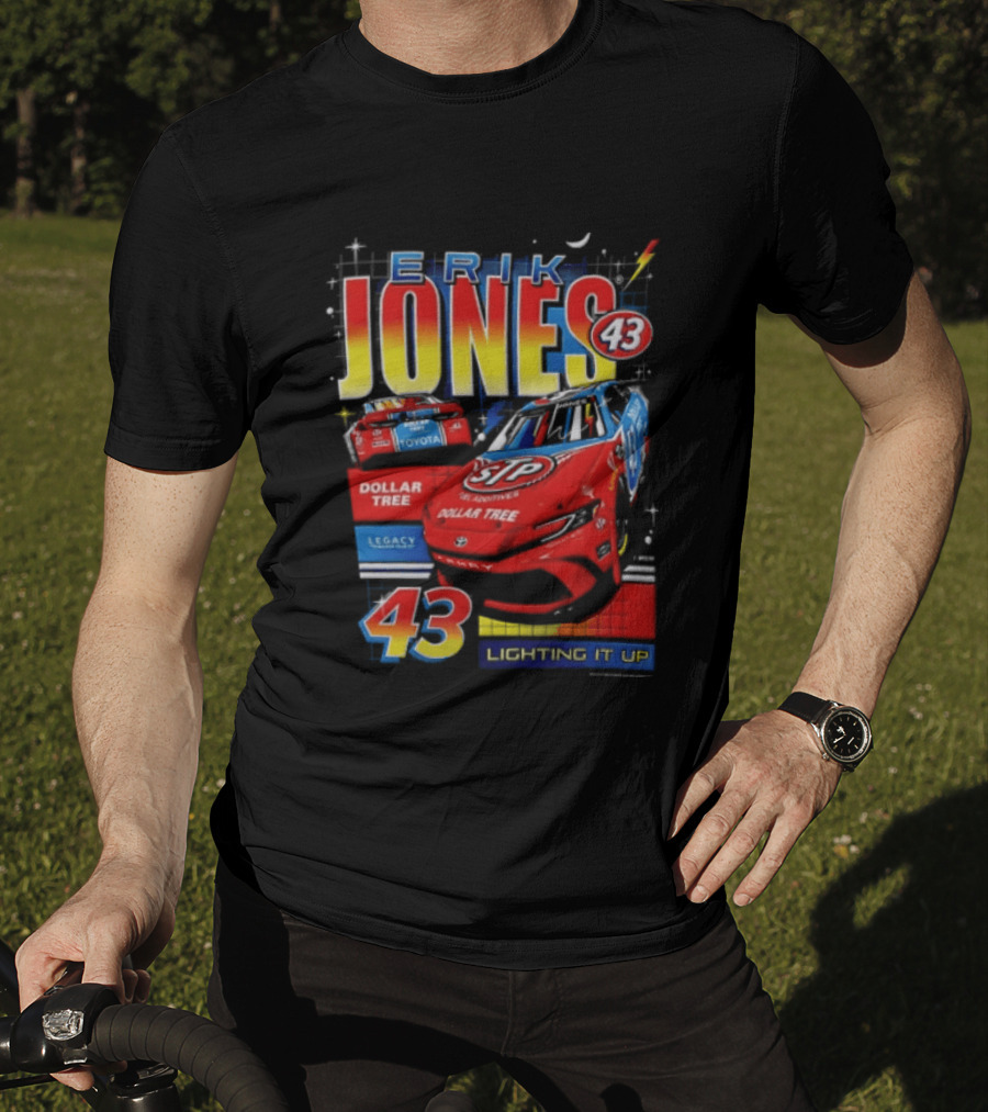 Erik Jones 43 Dollar Tree Toyota Legacy Motor Club Lighting It Up Racing Car T-Shirt